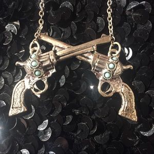 rootin-tootin pistol silver tone necklace